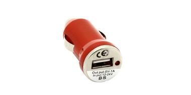 Auto - USB - Ladegerät 12 - 24 Volt rot